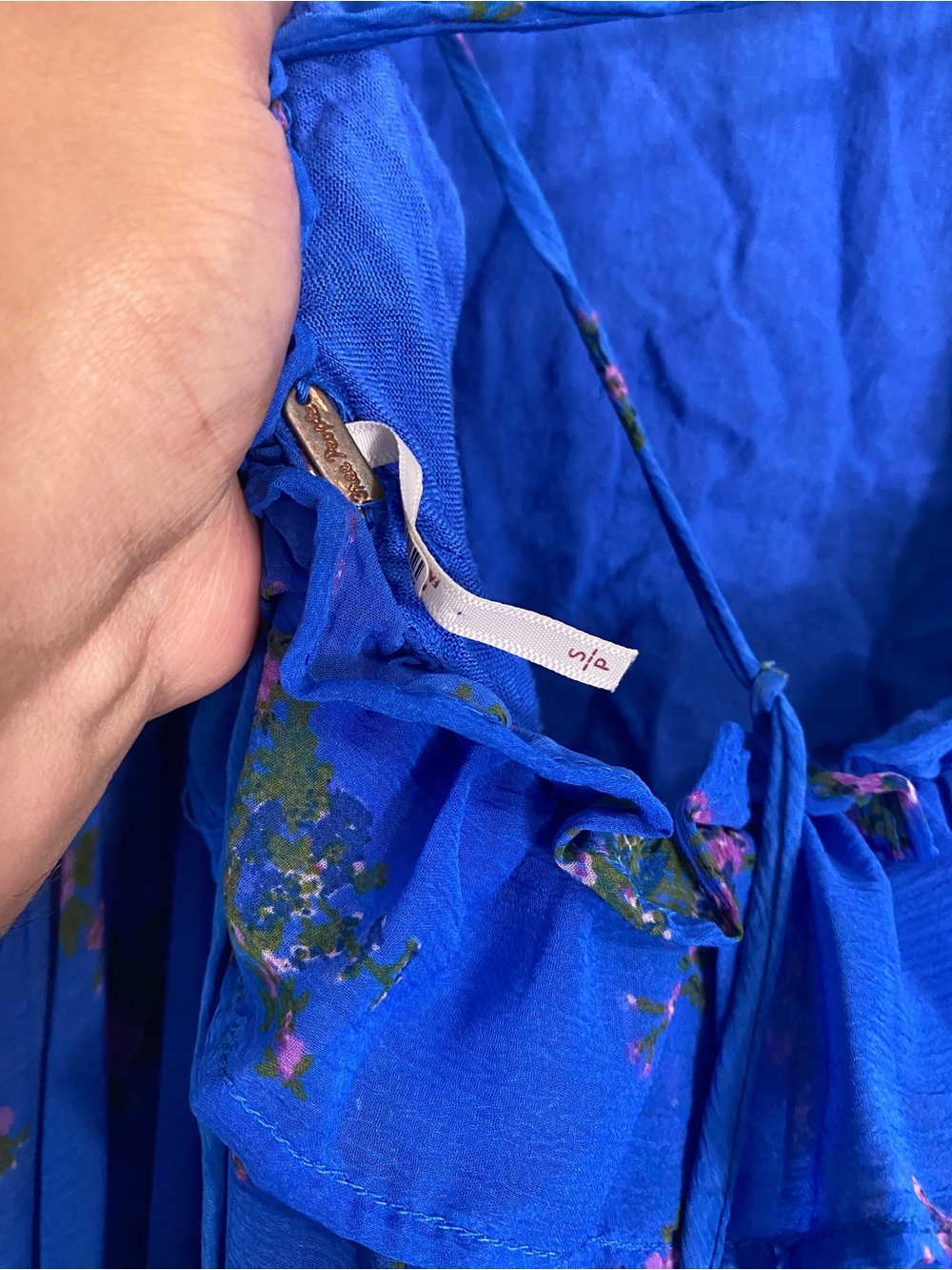 Free People Cloud Nine Maxi Dress Floral Blue Sundress Small Tiered - Picture 6 of 6